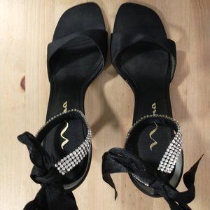 Nina, black lace up heels